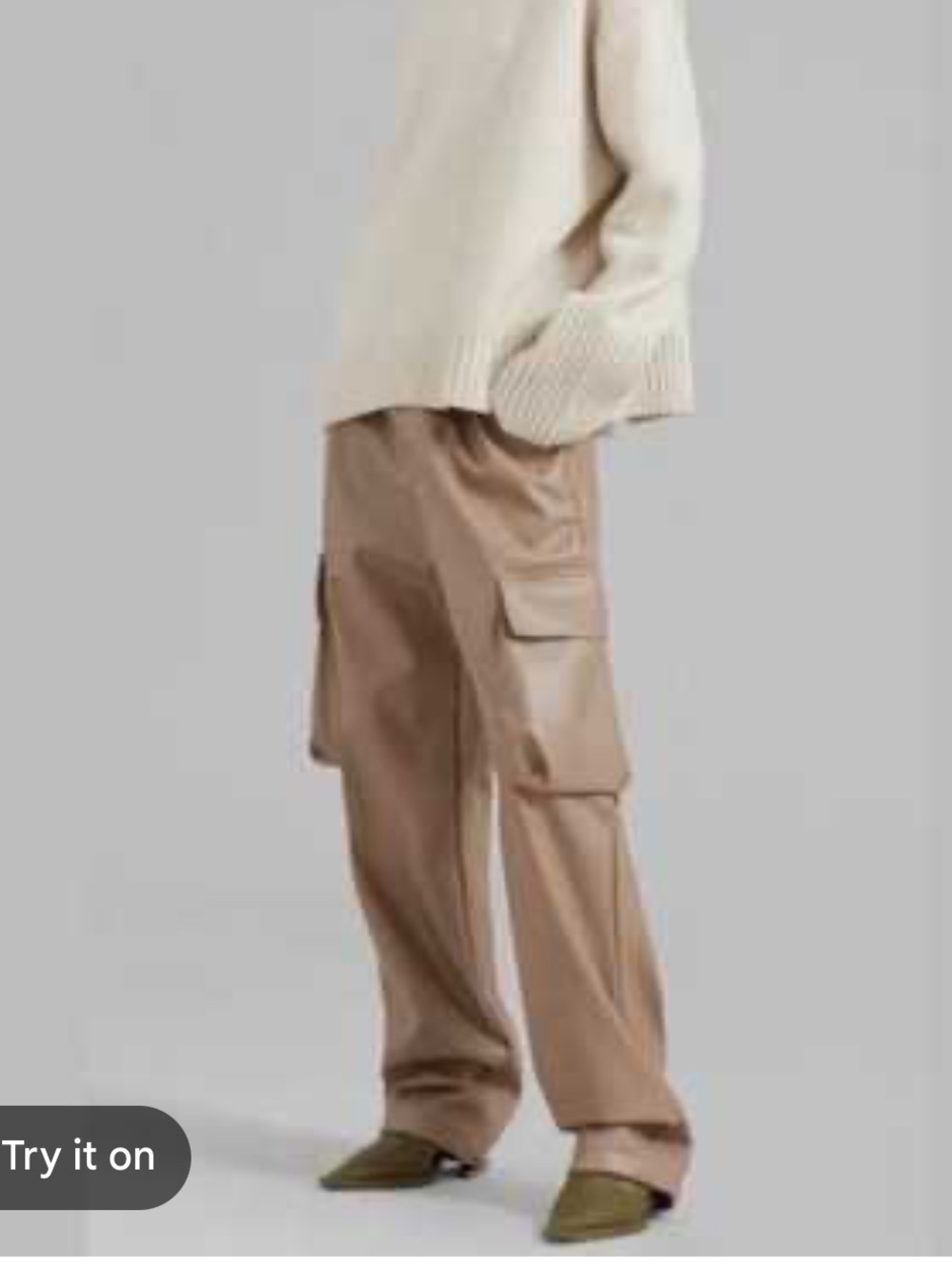 The Frankie Shop Tan Faux Leather Cargo Joggers